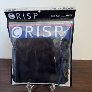 CRISP Men’s Navy Athletic Boxer Briefs Blue Waistband Ultra Soft Size 3XL New
